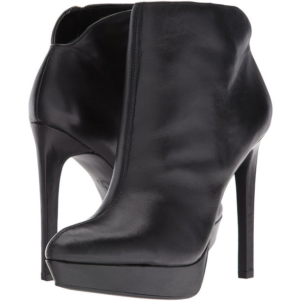 Jessica Simpson - Jessica Simpson Zamia Black Leather Hi Platform Sleek Stiletto Ankle Bootie (6
