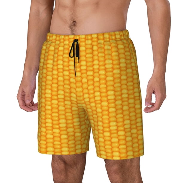 Balery Corn Kernels Bañador para hombre, shorts de playa de secado rápido con entrepierna y forro de compresión-Medium