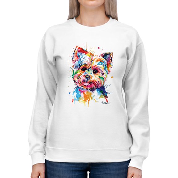 Pastell Colorful Yorkshire Terrier Sweatshirt Women -Weekday Best Designs, Female Large