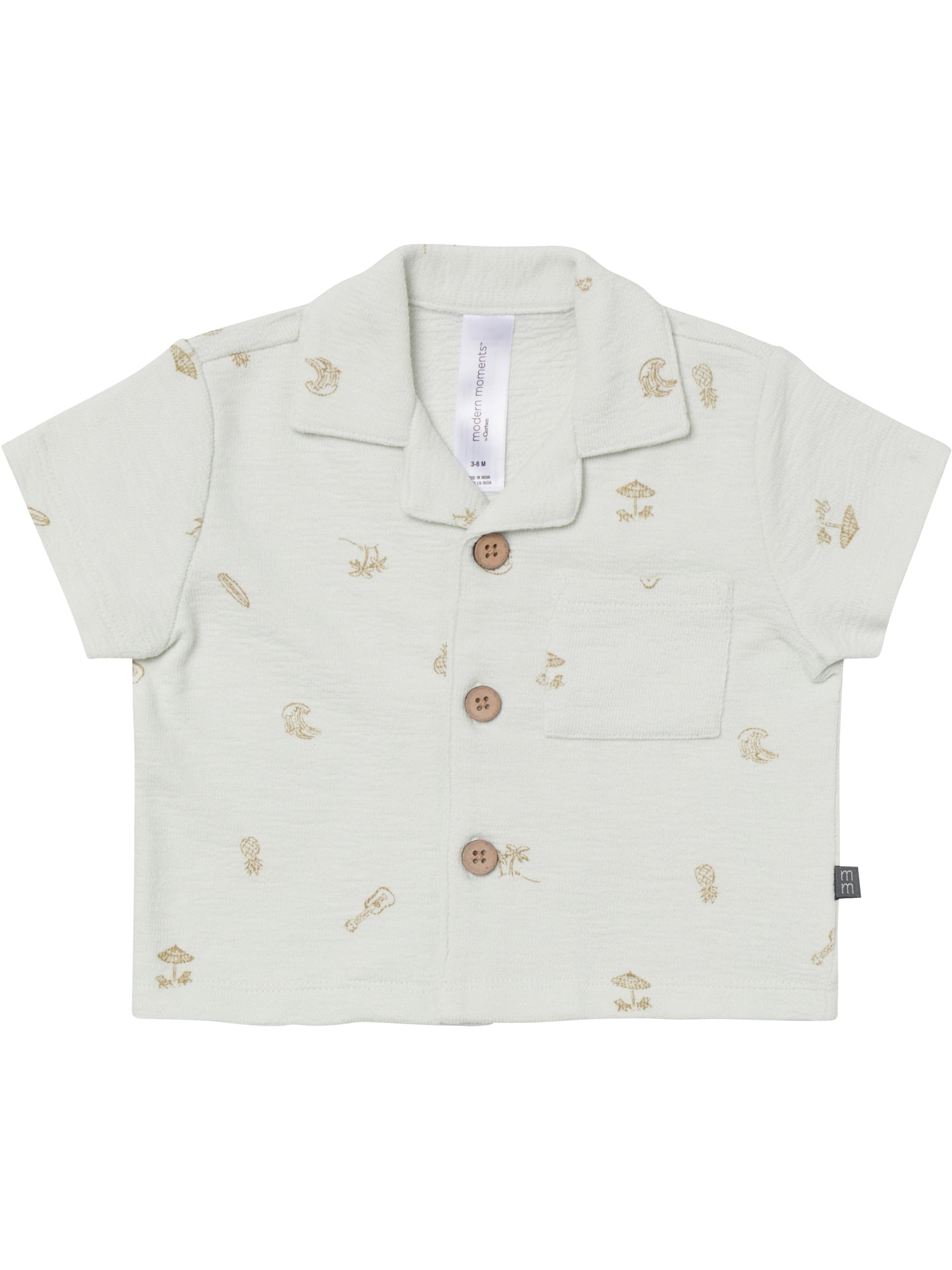 Modern Moments by Gerber Baby Boy Button Down Shirt and Short Outfit Set, 2-Piece, 0/3 Months - 24 Months