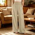 thumbnail image 2 of Horkkom Cargo Pants Women Solid Color High Waisted Wide Leg Pants Lightweight Casual Workout Hiking Pants with Pockets L, 2 of 7