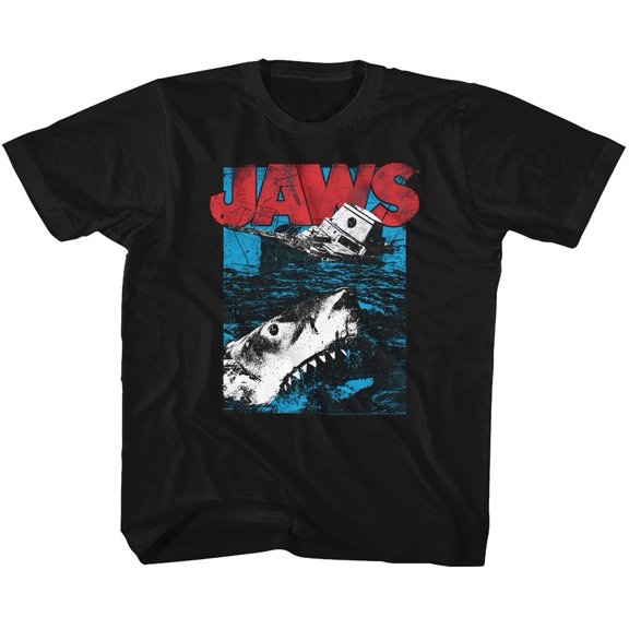 Jaws Great White Black Youth T-Shirt