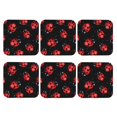 thumbnail image 2 of Honeii Beautiful Red Ladybug Print Leather Coaster Set of 6, Ideal for Safeguarding Your Furniture from Drinks Spills and Effortless Cleanup,Square, 2 of 7