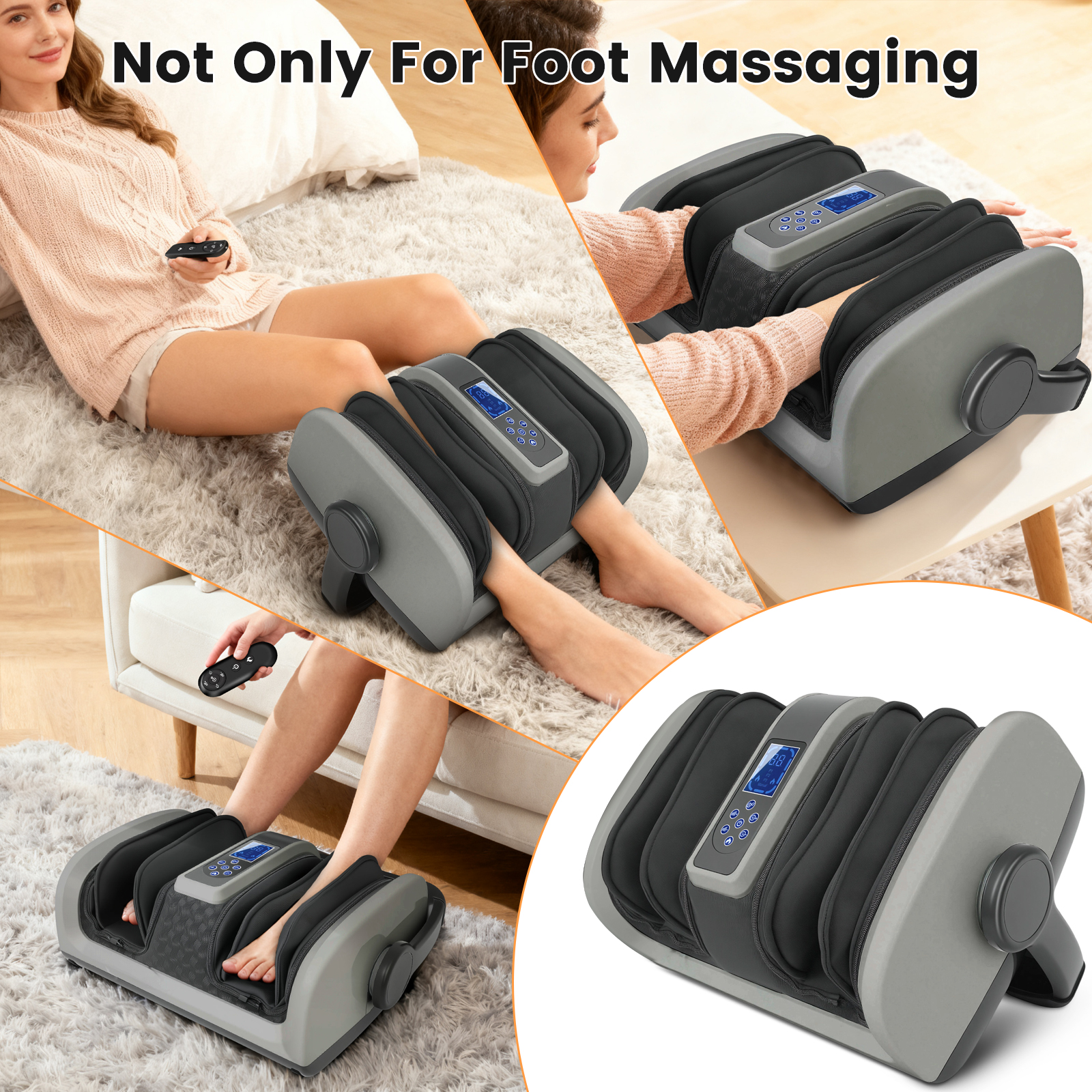 BAOKALER Shiatsu Foot Massager with Heat, Deep Kneading Foot and Calf Massager with Vibration Compression, Electric Leg Massager Machine for Circulation and Pain Relief, Gift for Elder, Black