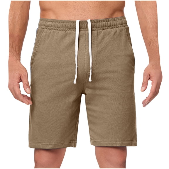 cocolona Mens Summer Casual Cool Silk Beach Shorts Elastic Waist Straight Wide Leg Board Shorts with Pockets