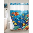 thumbnail image 2 of Ocean Marine No Hook Shower Curtain and Liner Set Life Fish Coral Seagrass Underwater Coastal Shower Curtains with Snap-in Liner & See Through Top Window Hotel Style for Bathroom Decor 72x84 Inch, 2 of 8
