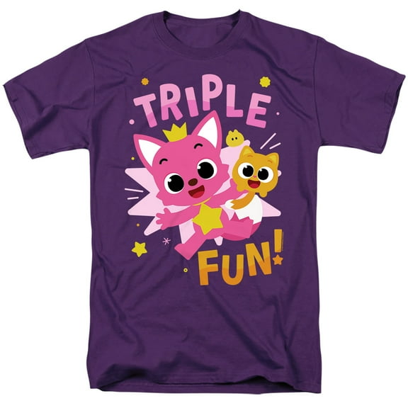 Pinkfong Triple Fun Star Unisex Adult T Shirt, Purple, 2X-Large