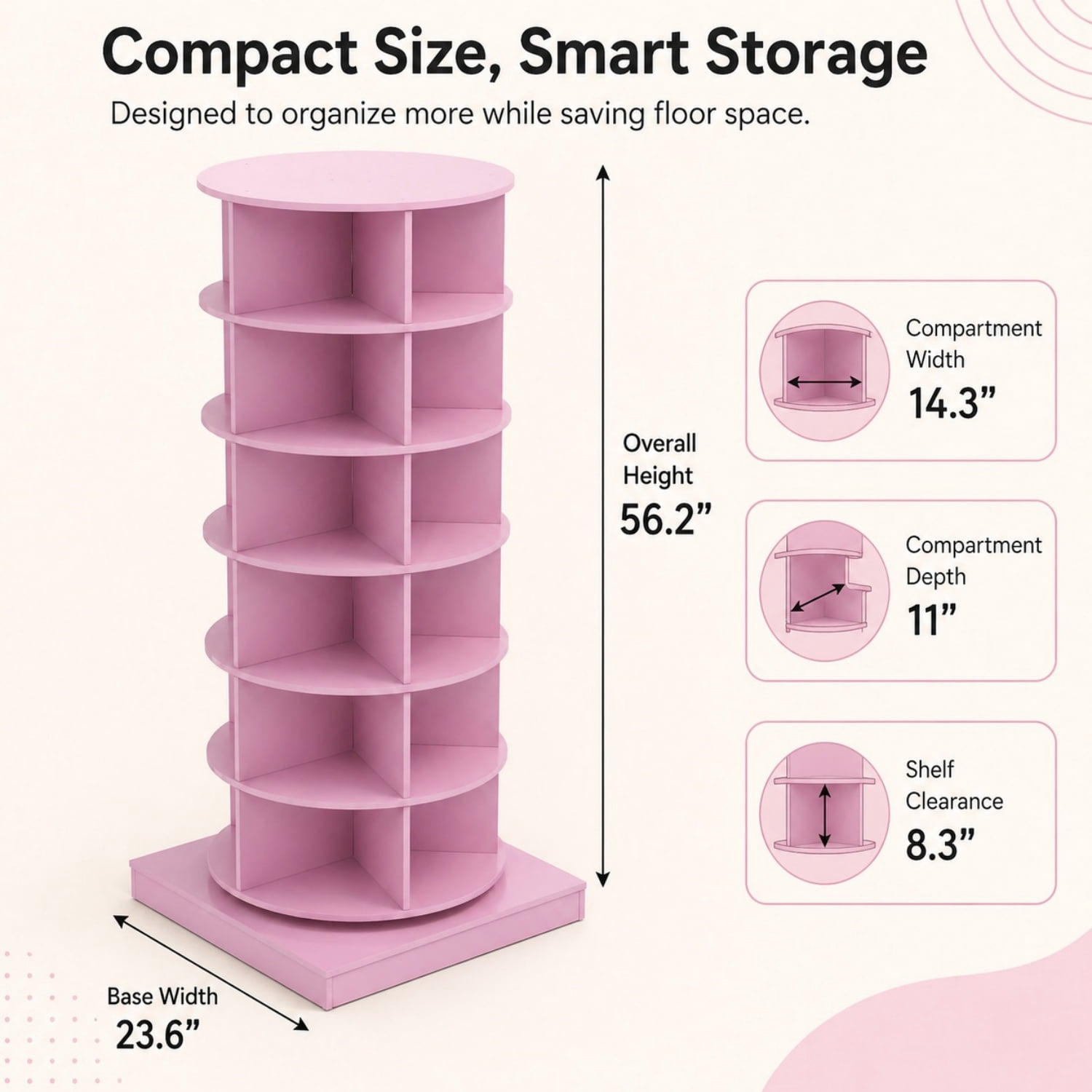Miniyam 360° Rotating Shoe Rack, 6-Tiers Shoe Rack Organizer for