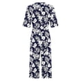 thumbnail image 2 of TaTaai Womens Casual One Piece Jumpsuit V-Neck Short Sleeve Back Zipper Side Pockets Solid Color Loose Fit Long Pants for Summer Daily Wear Gift, 2 of 5
