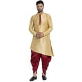 thumbnail image 1 of eloria Solid Dupion Silk Indian Stylish Traditional Men's Kurta With Dhoti Dress Party Wear Set, 1 of 6