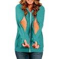 thumbnail image 3 of Yeaiivve Maternity Hoodies Jackets for Women Cut Out Sleeve for Easy Breastfeeding Full Zip Up Hooded Sweatshirts Fall Lounge Jackets with Pockets Green,L, 3 of 9