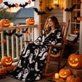 thumbnail image 5 of Fmbmuo Warm Halloween Spooky Cute Ghost Print Throw Blanket , Soft Cozy Lightweight Decorative , For Sofa Couch Bed Home Holiday Decoration, 5 of 9