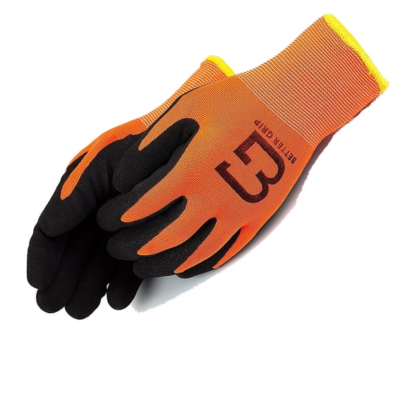 (Box Deal) BGWANS-OR-9M-CS, Better Grip Safety Winter Insulated Double Lining Rubber Coated Work Gloves, 72 Pairs/CS (Medium, Hi-Vis Orange)