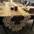thumbnail image 1 of Gerring European Table Flag Waterproof And Oil Proof Wash Free Luxury Lace Tablecloth TV Cabinet Dust Cover Brown Table Runner, 1 of 7