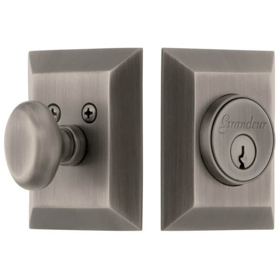 Grandeur Favfav_Sq_Sglcyl_234 Fifth Avenue Square Single Cylinder Solid Brass Deadbolt -