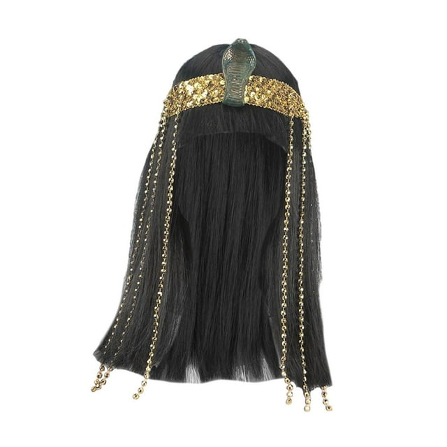Peluca negra de con diadema para eventos de Halloween, accesorios fotográficos temáticos diarios