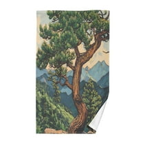 Yayeee 100% Cotton Hand Towels for Bathroom 16" x 28" Kitchen Towel, Retro Pine Tree