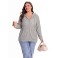 thumbnail image 5 of Cueply Plus Size Zip Up Hoodie for Women Lightweight Ribbed Knit Jacket Long Sleeve Sweatshirt with Pockets Casual Fall Winter Outerwear, 5 of 8