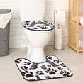 thumbnail image 2 of PhooArto Toilet Lid Cover and U-Shaped Toilet Floor Mat Set of 2 Pieces, Eiffel Tower Paw Patterns Toilet Mat Set, Machine Washable Seat Covers Non-Slip Absorbent Rugs, 2 of 6