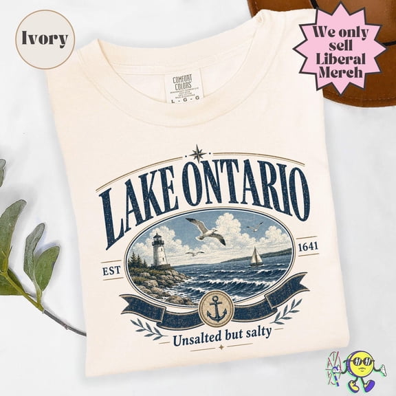 Lake Ontario Graphic Tee Lake Ontario Shirt Lighthouse Graphic Tee Ivory Great Lakes Apparel Nautical Theme Shirt