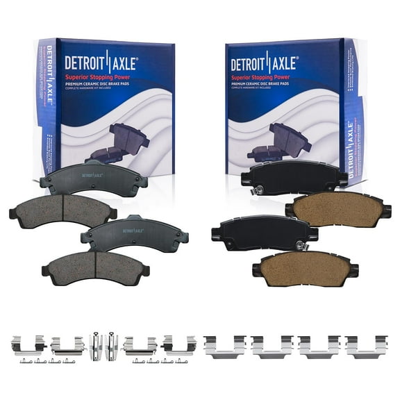 Detroit Axle - Brake Pads for Chevrolet Trailblazer GMC Envoy XL XUV Isuzu Ascender 2002 2003 2004 2005 2006 Front & Rear Ceramic Brakes Pads w/ Hardware Replacement