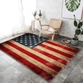 thumbnail image 1 of Washable Area Rug 8 X 10 ft, Lightweight Low-Pile Retro Patriotic Flag Printed Area Rug, Kitchen Indoor Non Slip Carpet Floral Red White Blue Print Mat Living Room Bedroom Dining Room, 1 of 7