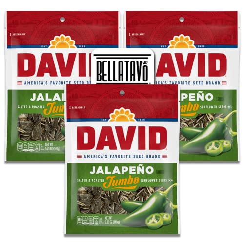 Jalapeno Sunflower Seeds Bundle. Includes Three5.25 Oz Bags of David