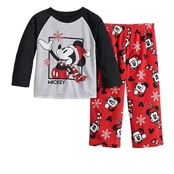 Classic Mickey Mouse Christmas Jersey and Fleece Pajama Set, Size 2T