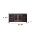 thumbnail image 3 of 68" Black Solid Wood Cabinet Enclosed Storage Distressed TV Stand, 3 of 5