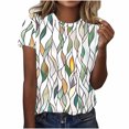 thumbnail image 5 of Pisexur Hauts de Printemps pour Femmes Pull Décontracté à Manches Courtes Imprimé Col Rond, Blouses pour Femmes Habillées Décontractées Hauts pour Femmes Blanc,TG, 5 of 5