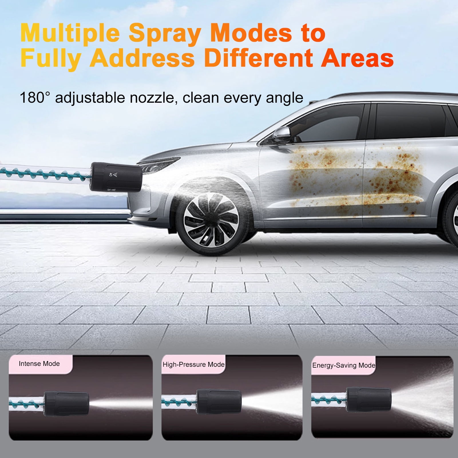 Rechargeable Car Cleaning Tool for Home Use Cordless Portable Brushless Power Washer for Car Patio Garden Outdoor with Foam Cannon Batteries and Charger