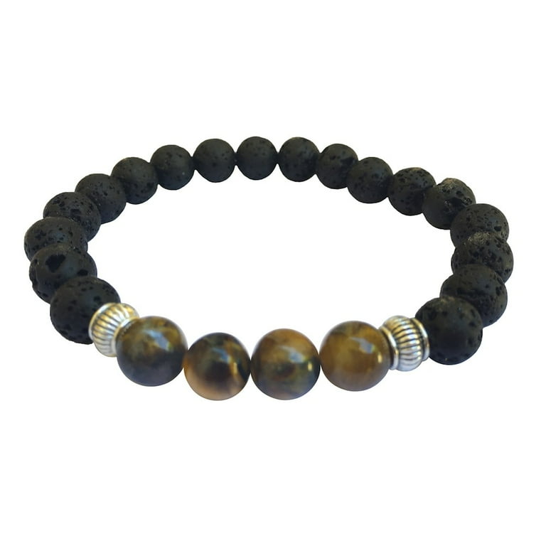 Women's Lava Rocks Essential Oil Diffuser Bracelet with Gemstones