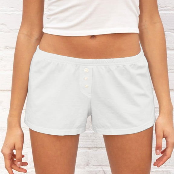 Shorts for Women's Shorts Womens Pajama Shorts Low Waist Striped Shorts Cute Floral Pj Shorts Bottoms Comfy Sleep Shorts White S