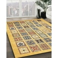 thumbnail image 3 of Ahgly Company Machine Washable Indoor Square Abstract Chrome Gold Yellow Area Rugs, 4' Square, 3 of 7