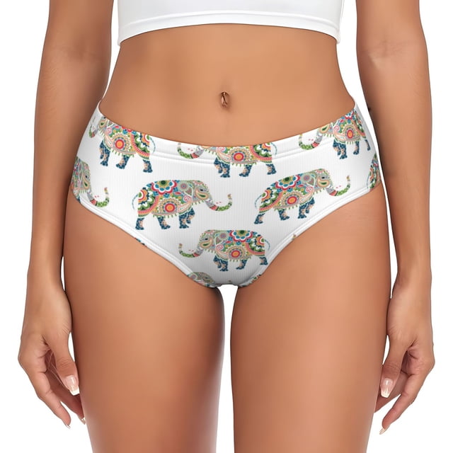 Fotbe Indian Elephant Calzones Estampados para Mujer – Ropa Interior de Algodón, Cómoda, Suave y Elástica-Medium