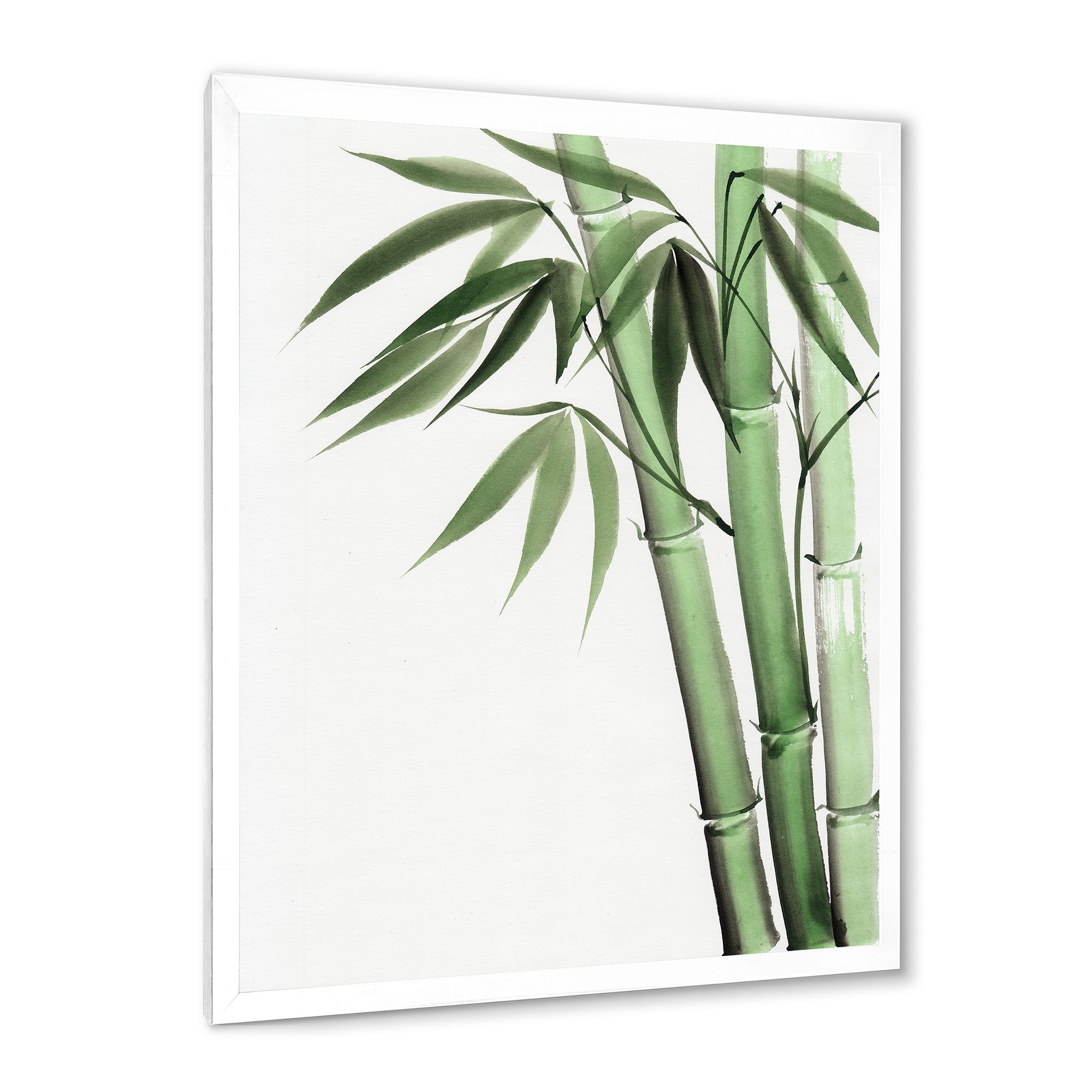 Designart 'Palm Bamboo Detail On White II' Traditional Framed Art Print