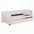 thumbnail image 4 of Twin Size Upholstered Daybed in Beige with Ergonomic Backrest & Twin Trundle, 4 of 16