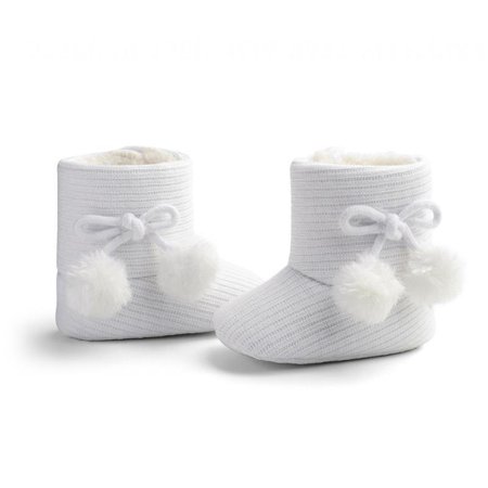 

bangyoudaoo Newborn Baby Cotton Booties Stay on Slipper Winter Warm Soft Shoes Non-Skid Infant Ankle Boots Crib Shoes White1