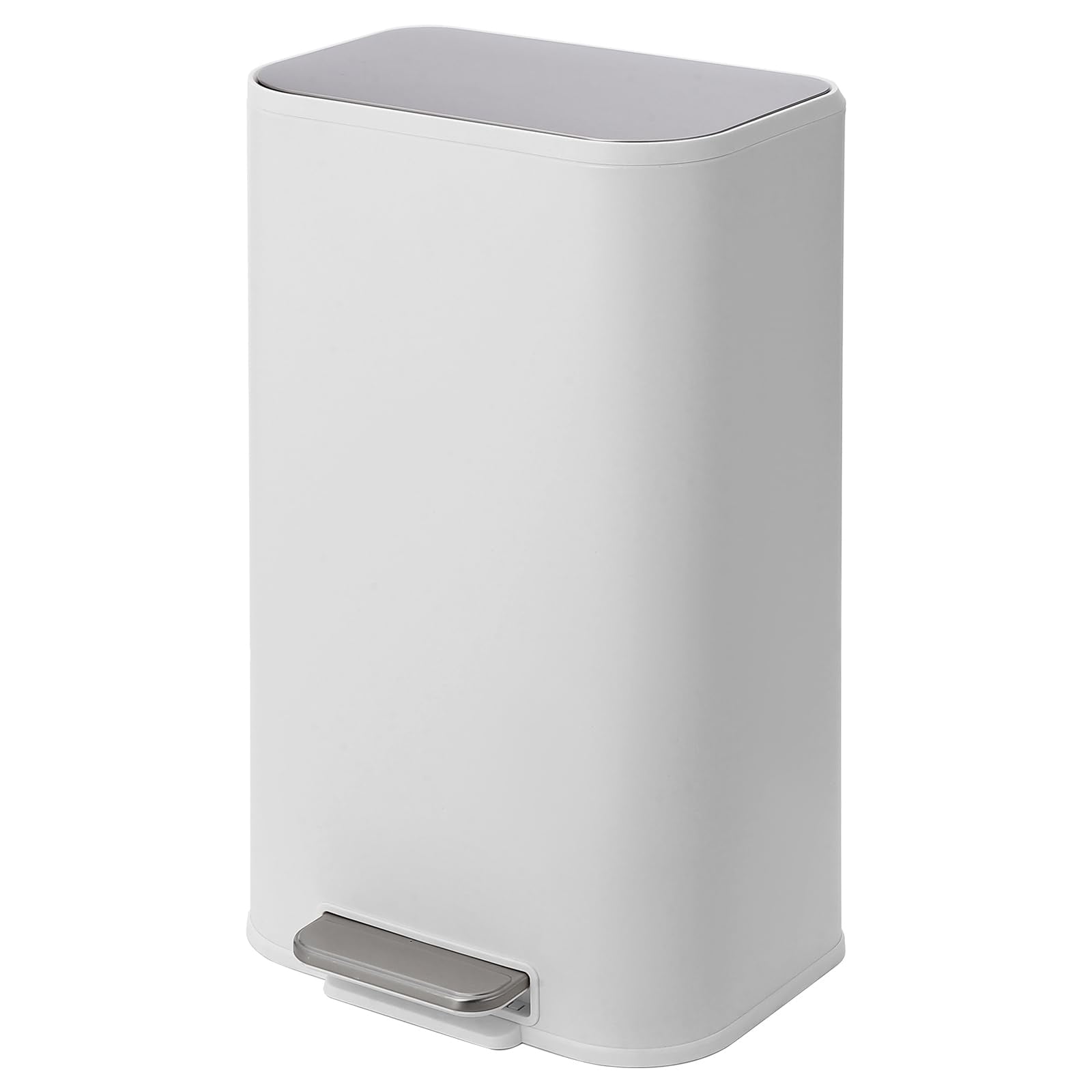 Bathroom Trash Can,3.2 Gallon / 12 Liter Stainless Steel Garbage Can with Lid,Small Rectangular Step Waste Bin with Foot Pedal & Removable Inner Bucket for Kitchen Home Office Bedroom Living Room