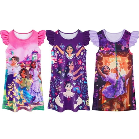 

Encanto Isabella Mirabel Dress Girls Dress Princess Nightdress Short Sleeve Nightie 3PCS