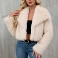 thumbnail image 6 of Womens Winter Faux Fur Coats Fleece Cropped Jacket Lapel Open Front Long Sleeve Shaggy Warm Outerwear Fall Clothes, 6 of 7