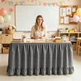 thumbnail image 4 of 75x180cm Black Pleated Ruffled Teacher Desk Skirt Washable Table Cover For Back To School Classroom Kitchen Party Cabinet Decoration, 4 of 4