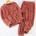 thumbnail image 2 of Mlzmgr Womens Lounge Sets Fuzzy Fleece Warm Crwe Neck Shirts Elastic Waisted Pants for Women Casual Solid Color 2 PC Sets, 2 of 6