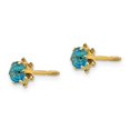 thumbnail image 3 of Boucles d'Oreilles à Vis en Or Jaune 14k Poli 4mm Topaze Bleue Simulée (Dec) Mesure 4x4mm, 3 of 4
