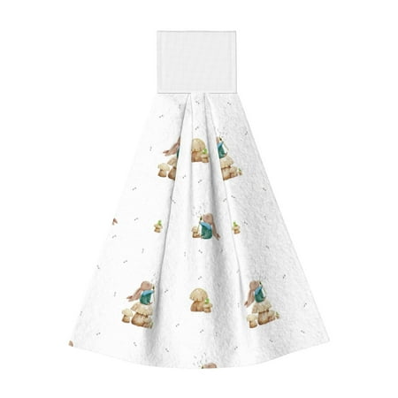 

Disketp Rabbit Blowing Dandelions Hanging Kitchen Towel Tie Towels Tea Bar Dish Cloths Dry Towel for Laundry Room Decor (18*14in)