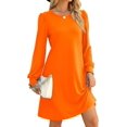 thumbnail image 2 of Aloodor Robe d'Automne pour Femmes 2022 Manches Longues Bouffantes Col Rond Robes Décontractées, 2 of 4