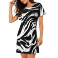 thumbnail image 2 of Kdxio Leopard And Zebra 2 Pattern Womens Short Sleeve Sleepshirt Scoopneck Cute Nightdress Ruffle Comfy Nightgown, 2 of 6