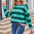 thumbnail image 6 of Sweaters for Women Long Sleeve Knitted Pullover Blouse Tops Casual Crewneck Striped Printed Fall Fashion Sweaters Loose Trendy Winter Clothes Cute Tops Comfy Fall Outfits 2025, 6 of 7
