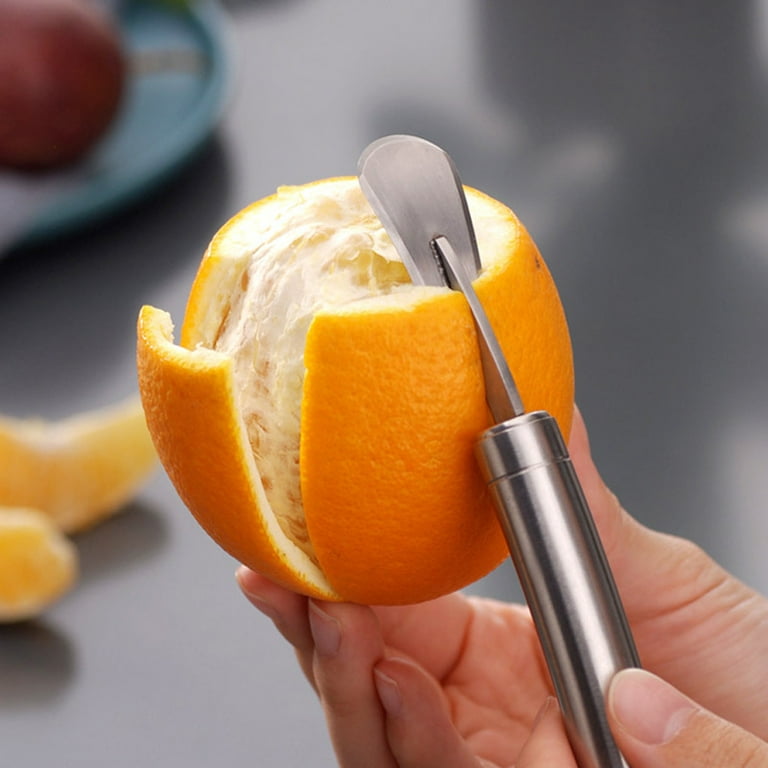 Professional Quality Citrus Peeler - Orange and Lemon Fruit Peeler -  Premium Stainless Steel Bar Tool - (blue)