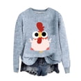 thumbnail image 2 of Blue Hoodies for Women Cute Little Turkey Graphic Long Sleeve Knit Sweater Funny Novelty Thanksgiving Sweatshirt Fall Outfits for Women 2024, 2 of 4